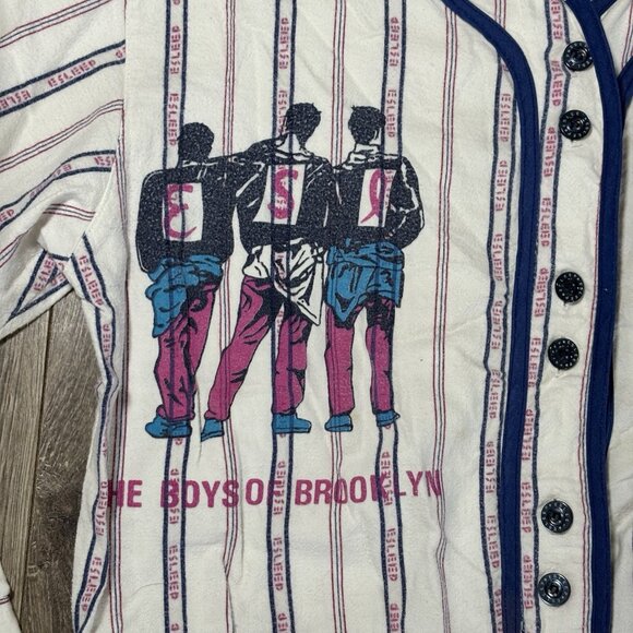 VTG 90s Esleep One Piece Jumpsuit Sleep wear Pajama Pit Crew Brooklyn Baseball - Picture 4 of 16